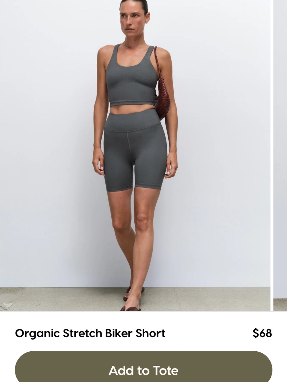 MATE the label SET New with Tags Organic Stretch Biker Short & Tank  — Gray S